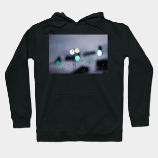 Urban traffic lights through wet glass Hoodie